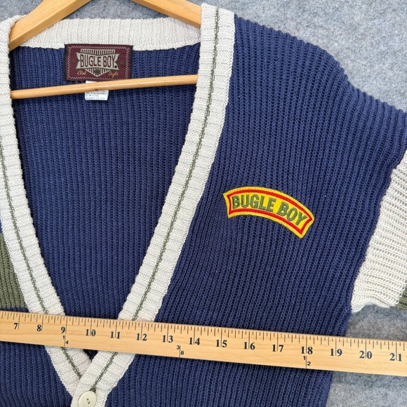 Vintage Bugle Boy Cardigan Sweater Womens Small 8-10 Collegiate 90s Chunky Knit - Picture 10 of 11